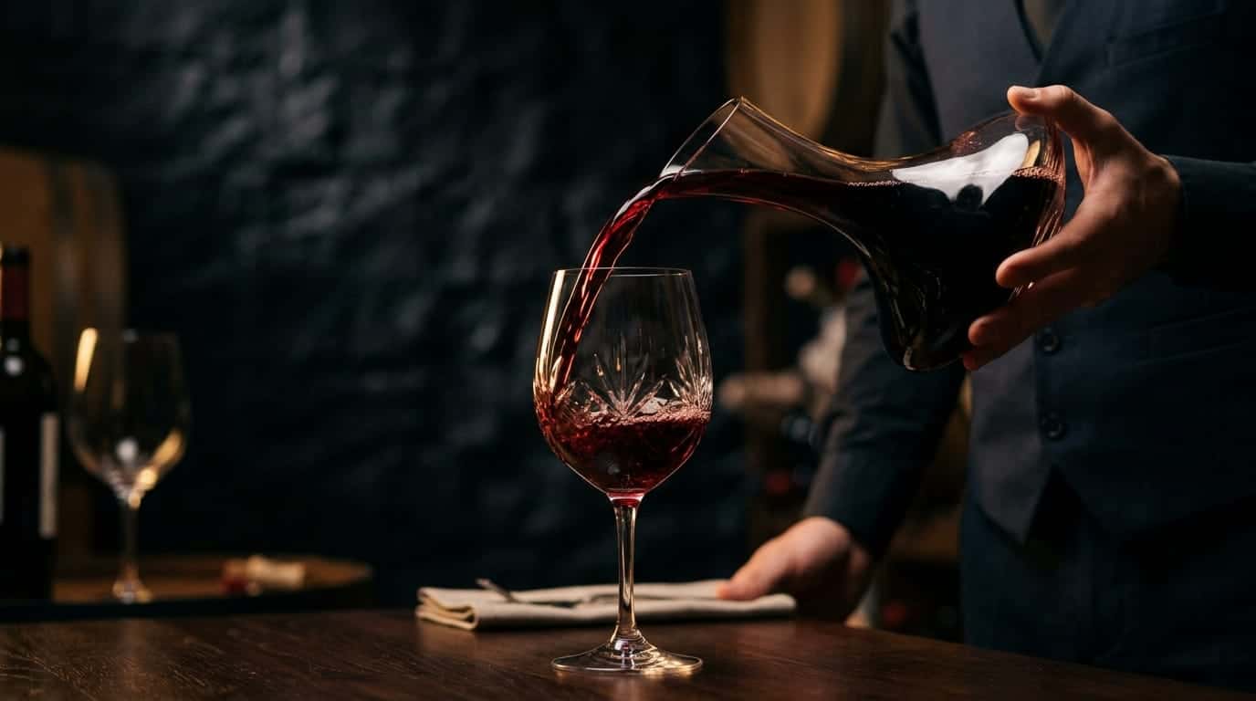 Wine being poured into a glass